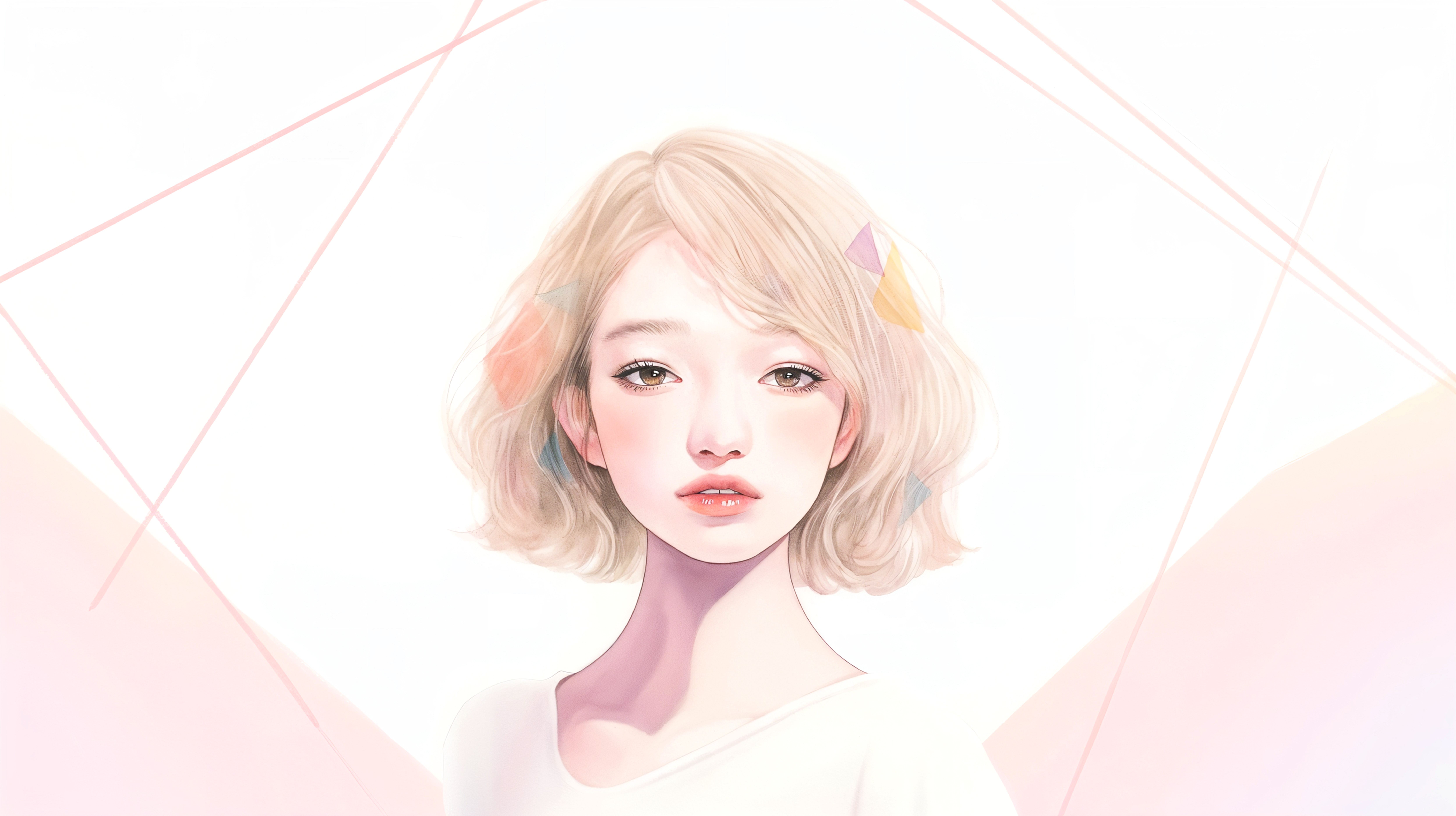 透明感のあるかわいい女の子の淡いポートレートイラスト no.2