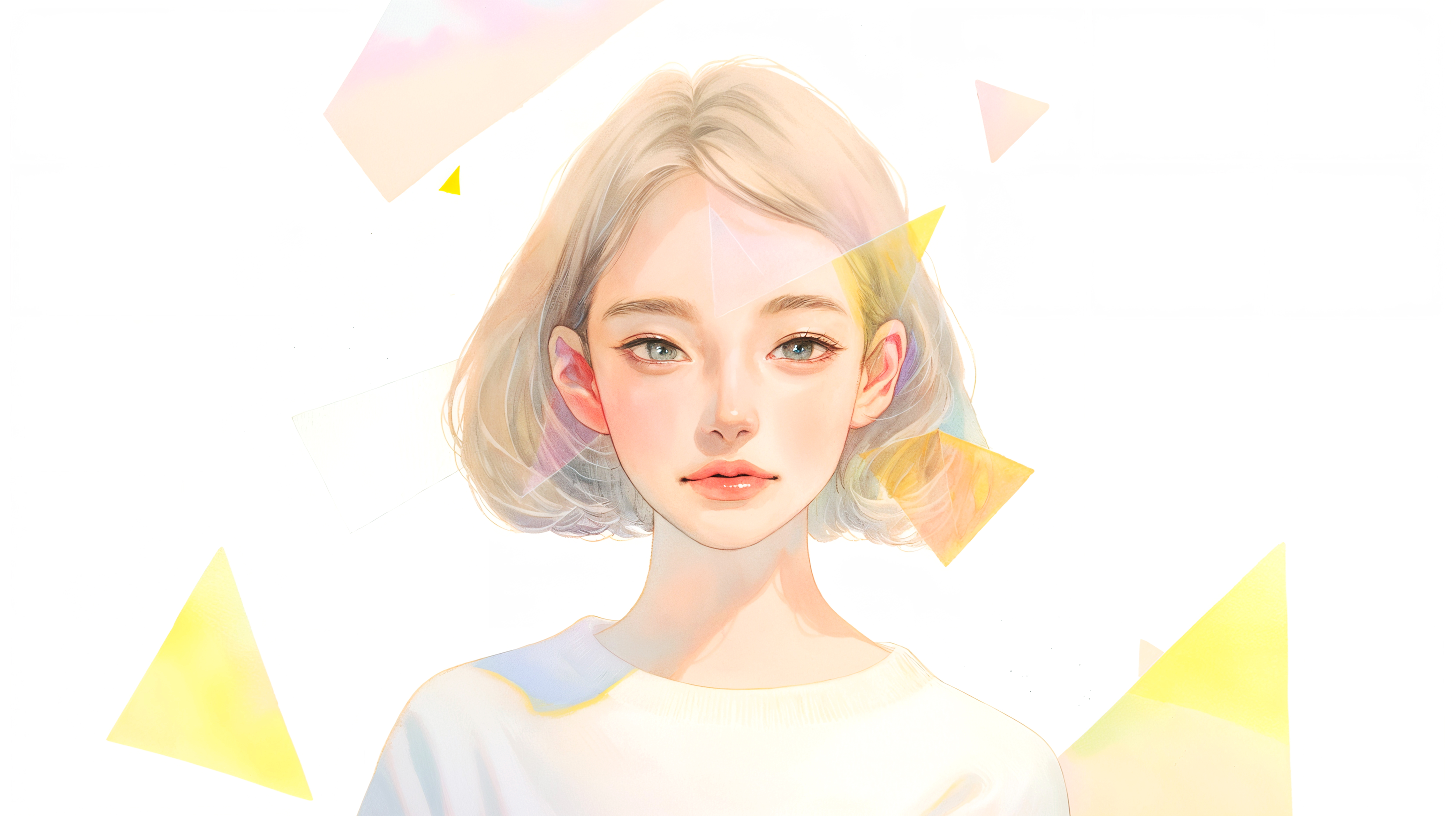 透明感のあるかわいい女の子の淡いポートレートイラスト no.4