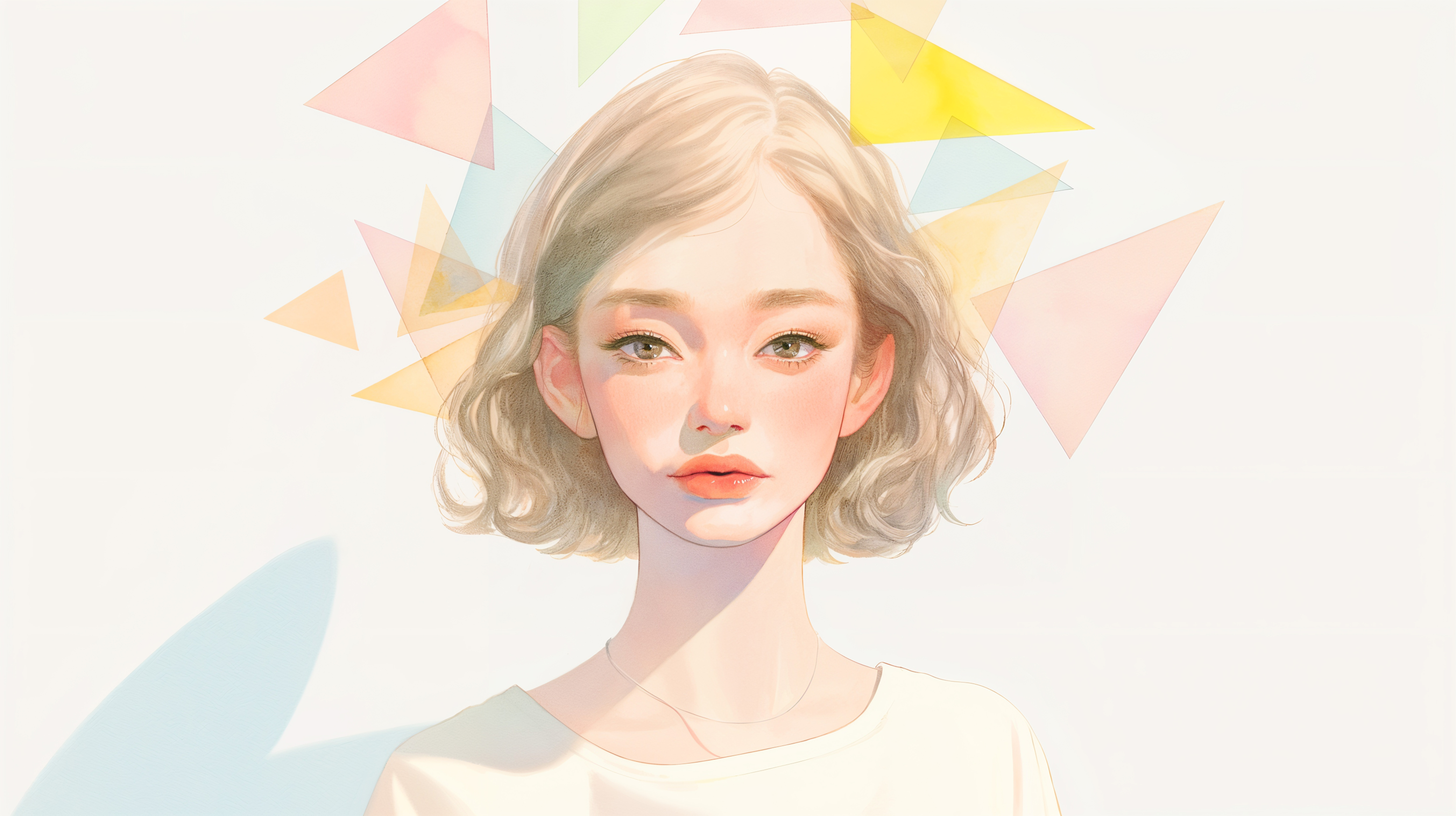 透明感のあるかわいい女の子の淡いポートレートイラスト no.6