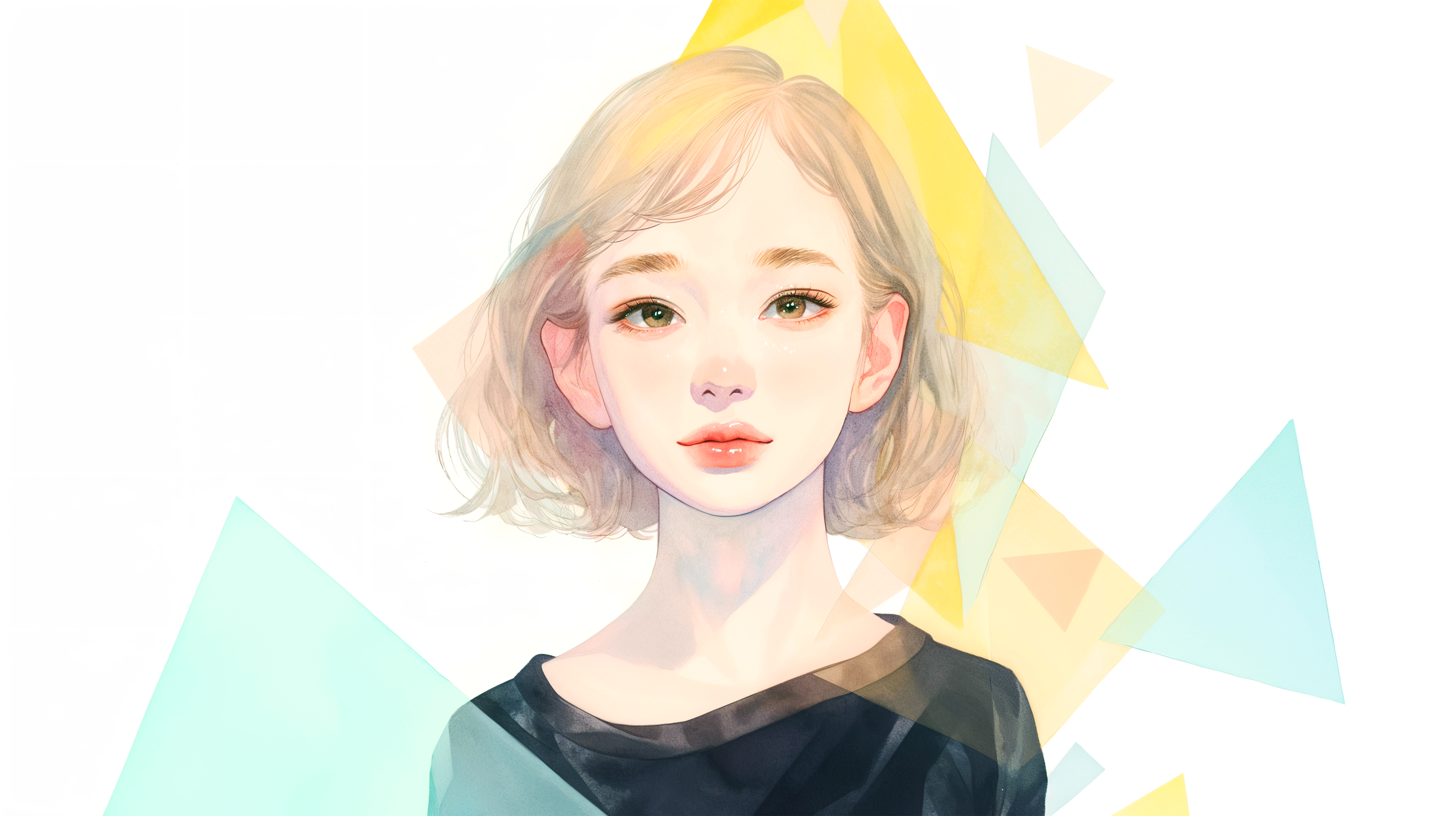 透明感のあるかわいい女の子の淡いポートレートイラスト no.7