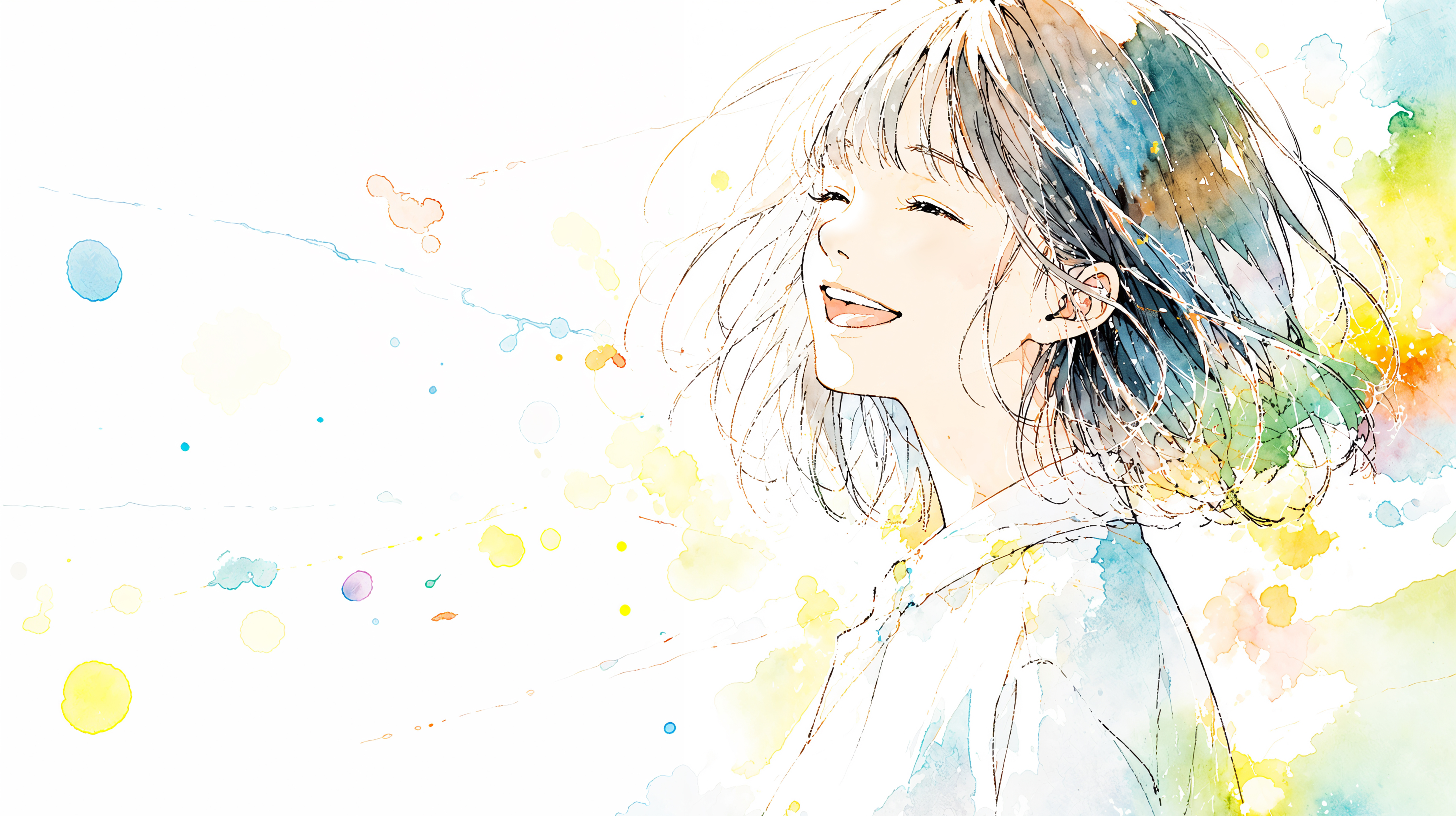 笑顔の女性の水彩イラスト no.1