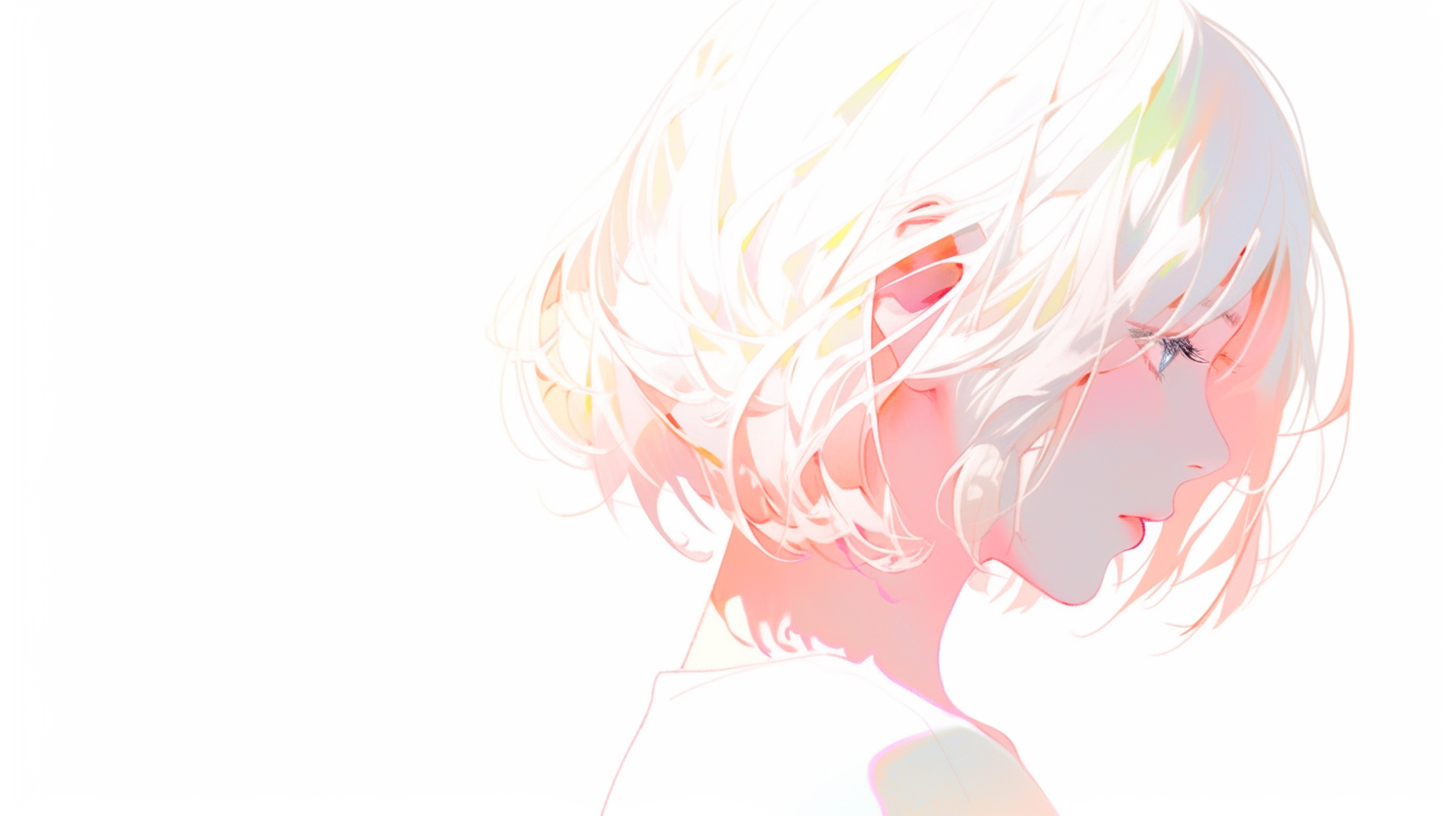 儚げなアニメ風女性の横顔イラスト no.1