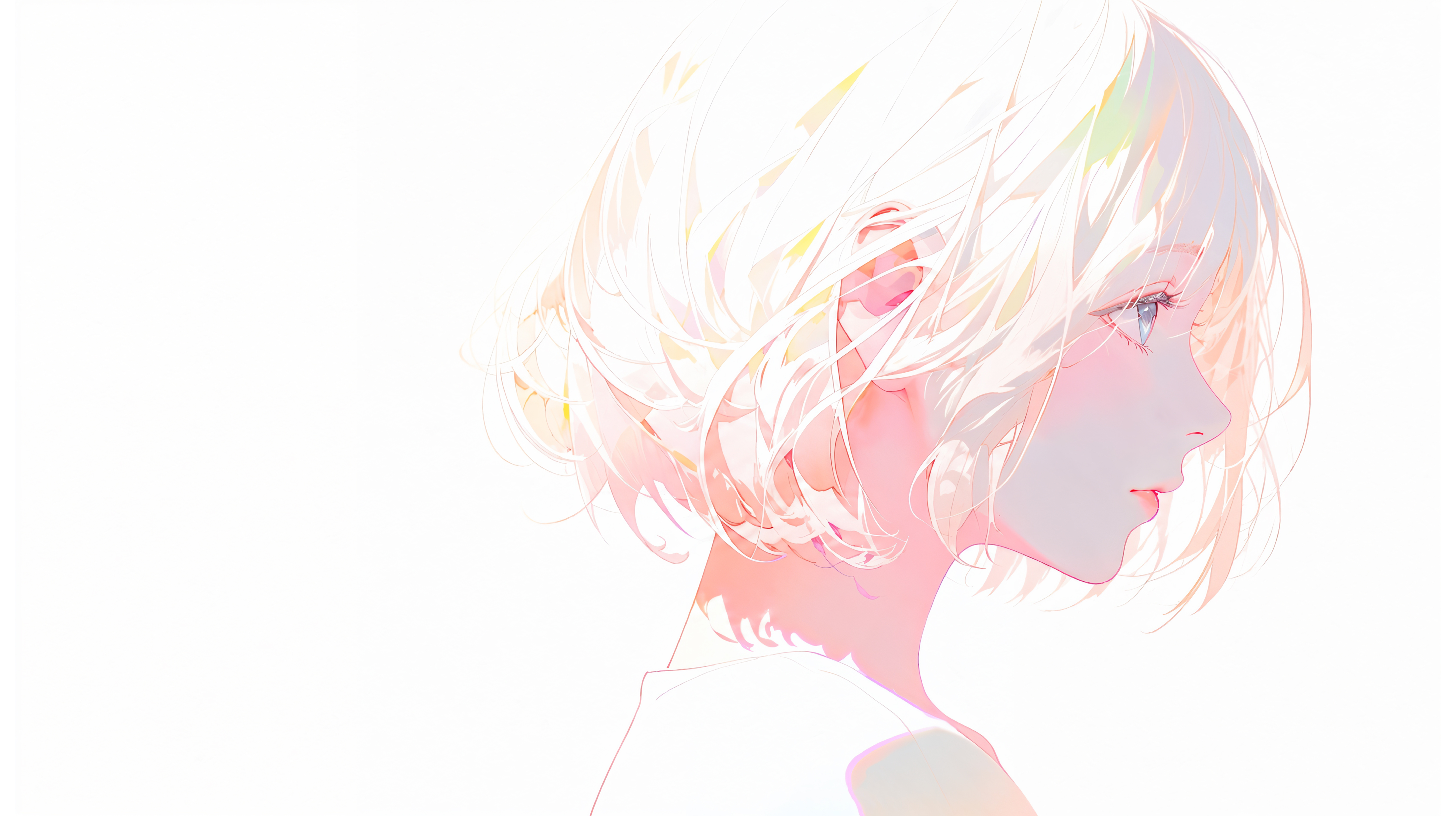 儚げなアニメ風女性の横顔イラスト no.2