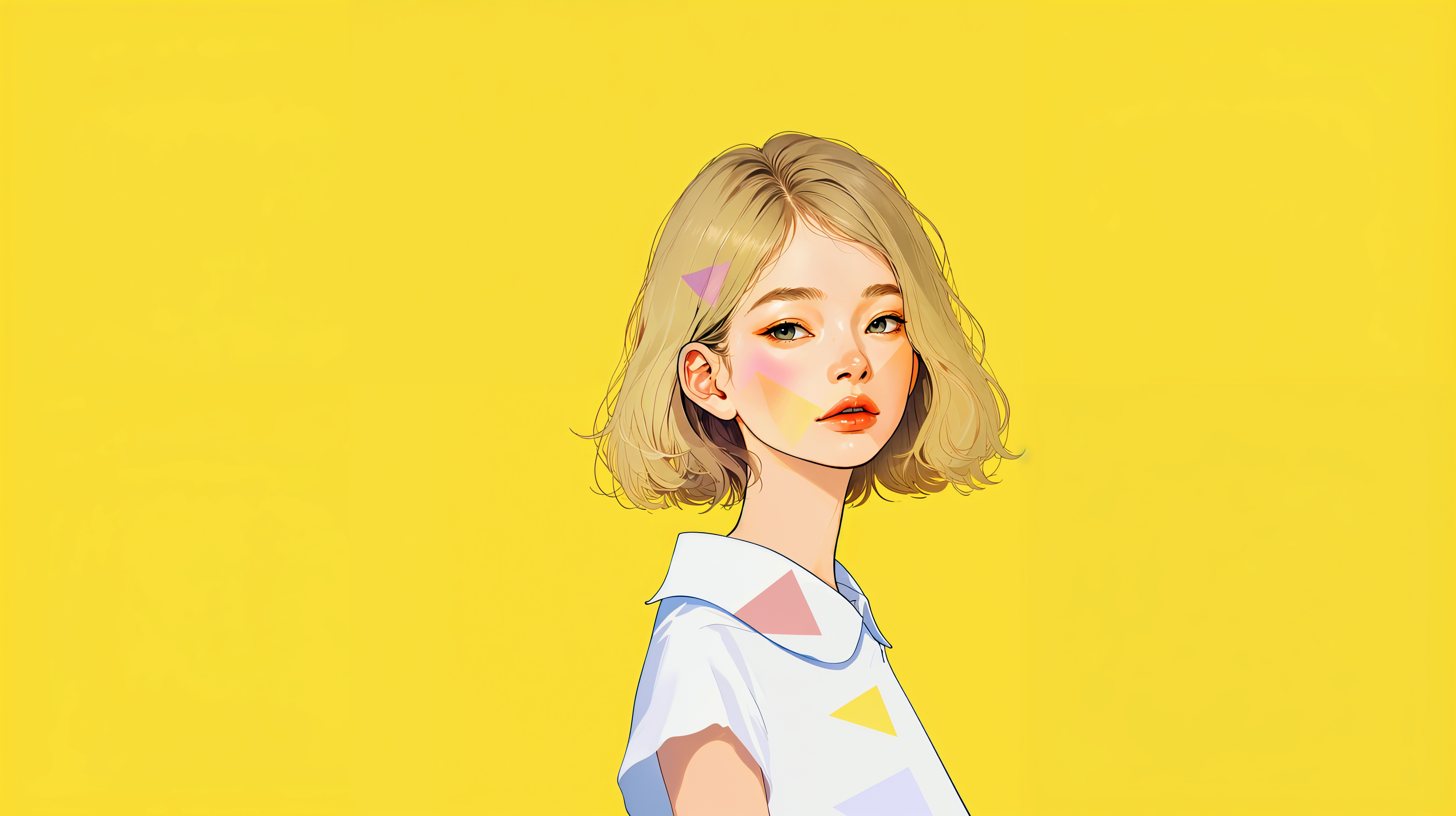 ビタミンカラーの背景と可愛い女性のポートレートイラスト no.1
