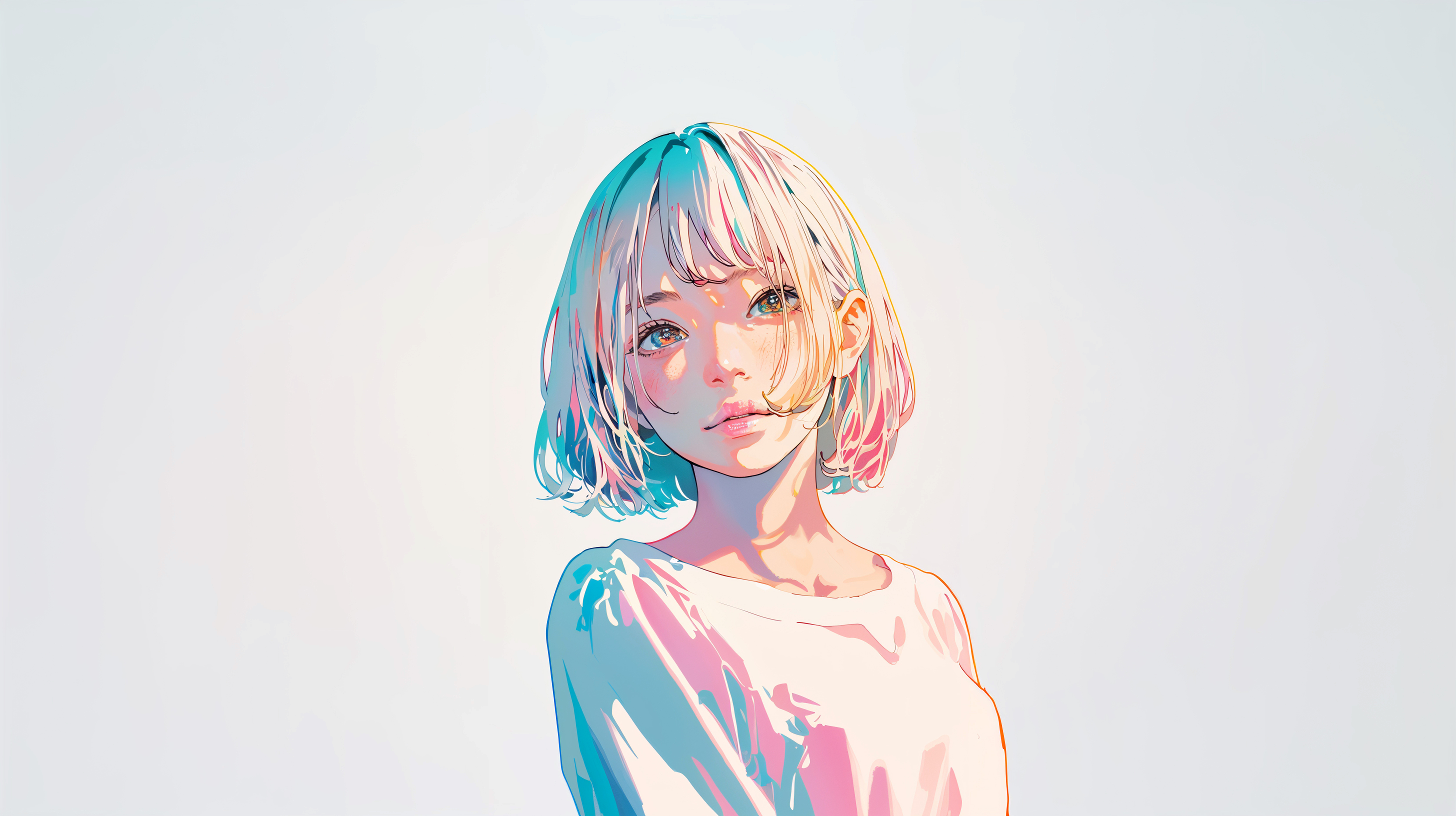 可愛い女性のポートレートイラスト素材 no.6