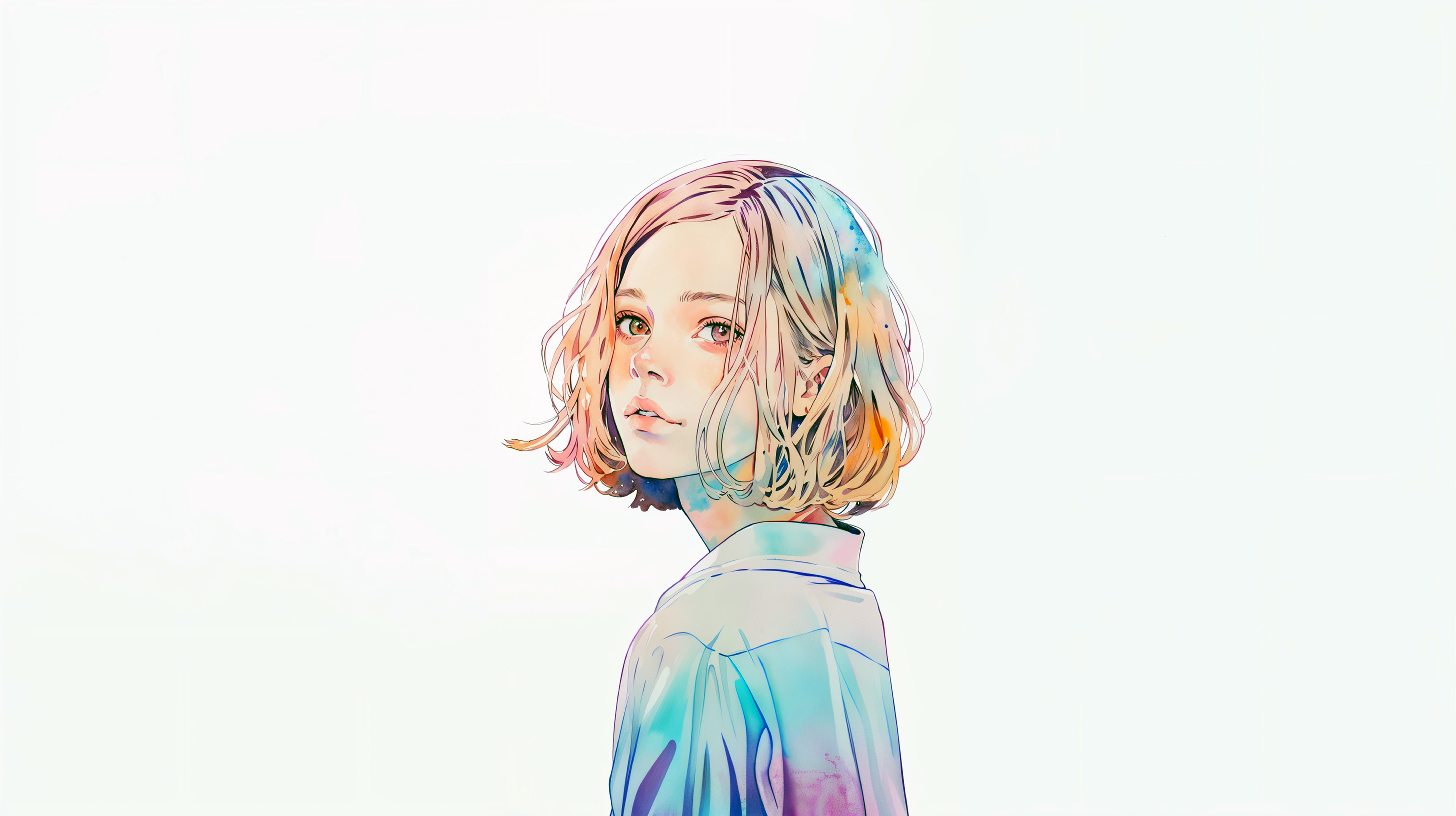 可愛い女性のポートレートイラスト素材 no.7