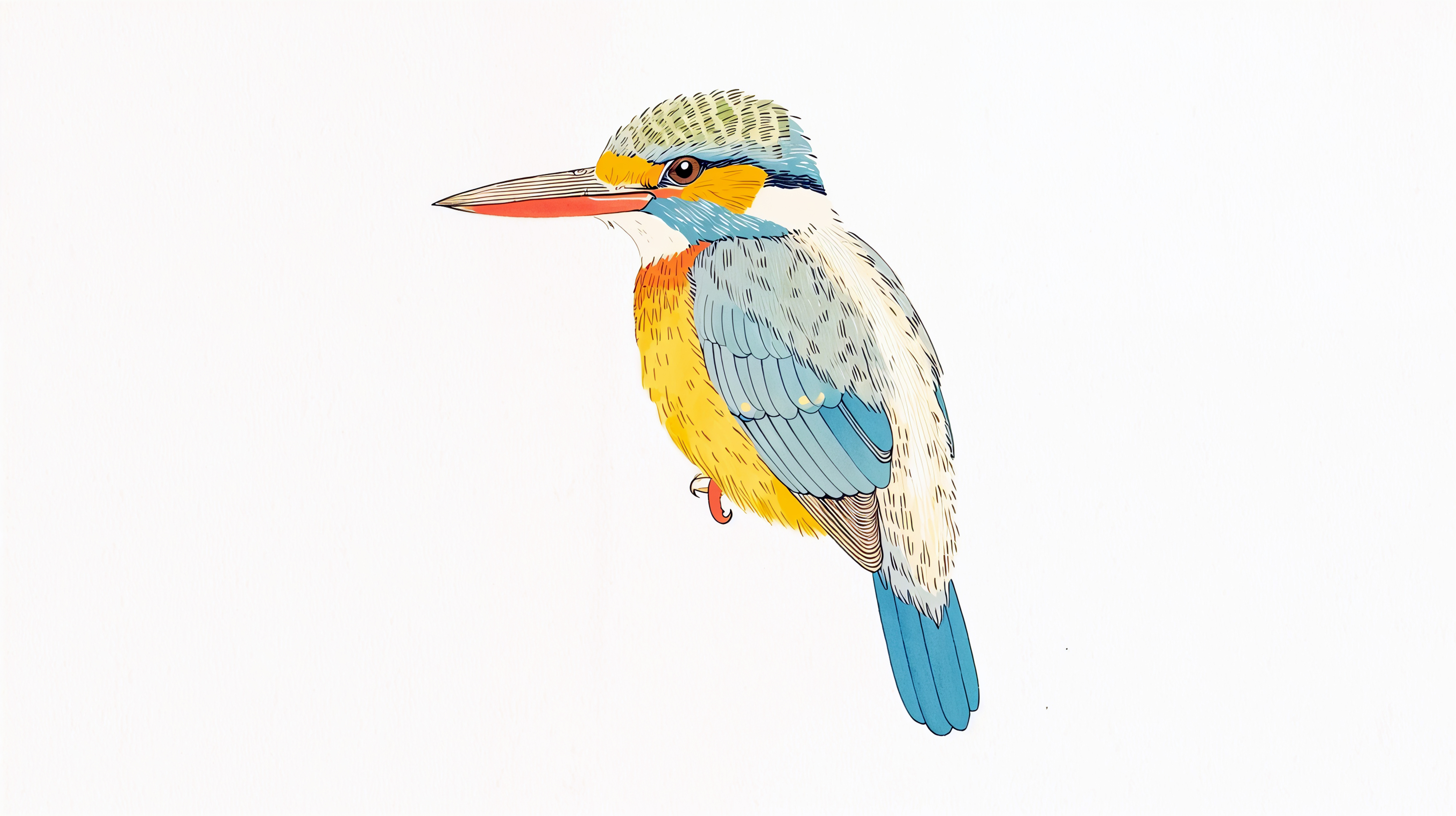 カラフルで可愛い鳥の水彩イラスト no.2