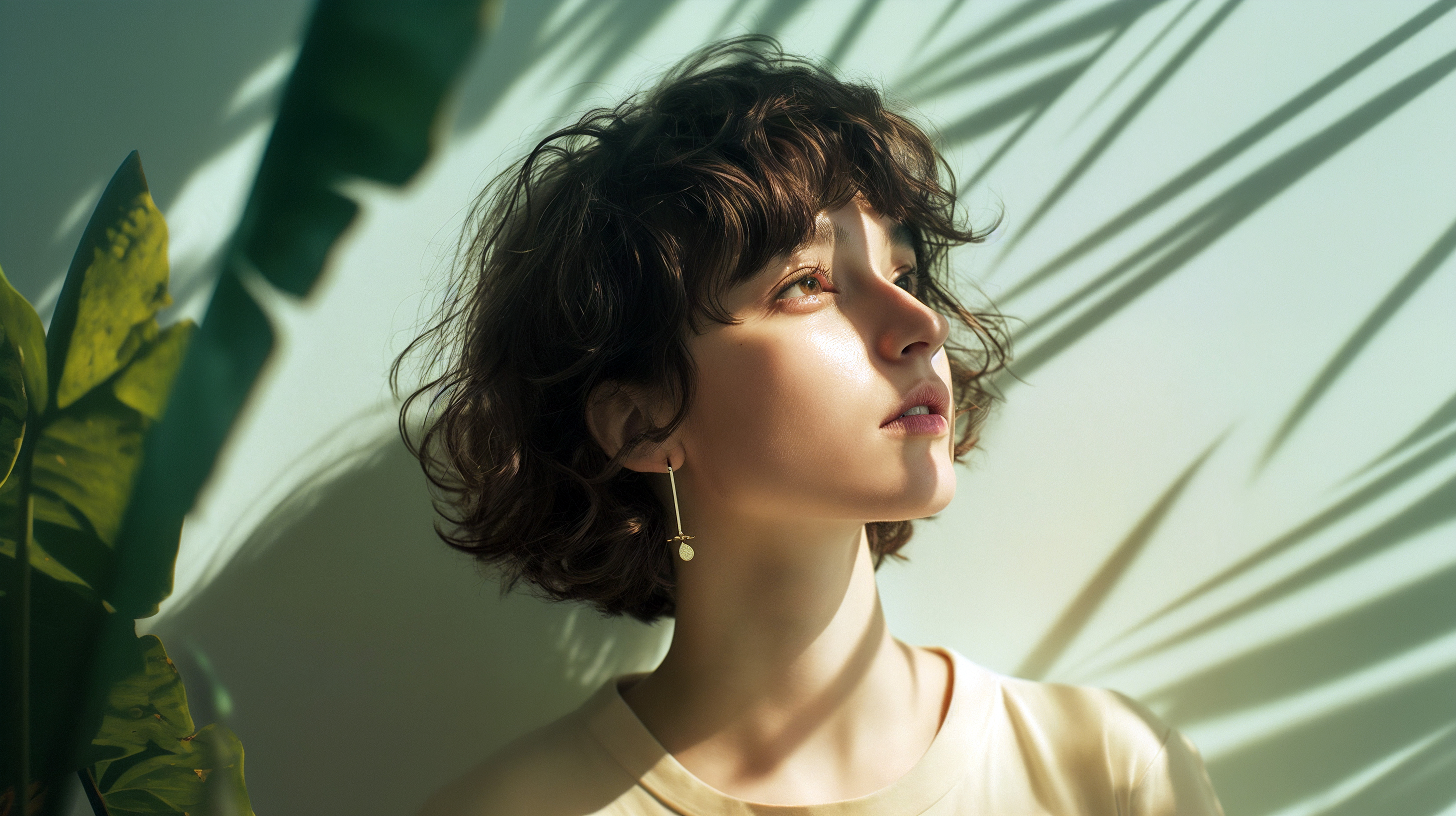 窓からの光を浴びる若い女性のポートレート風 no.2