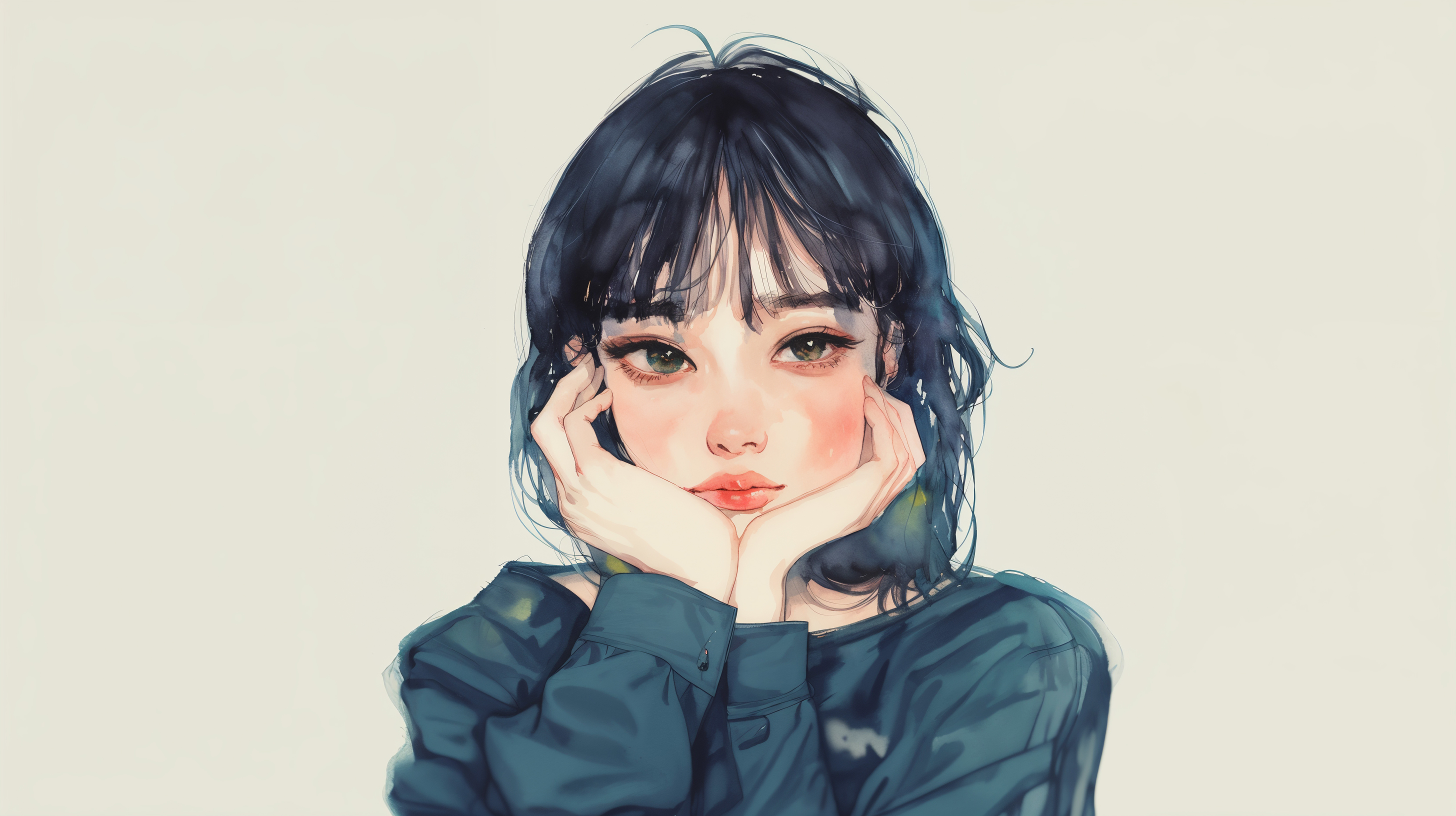 頬杖をつく女の子 no.2