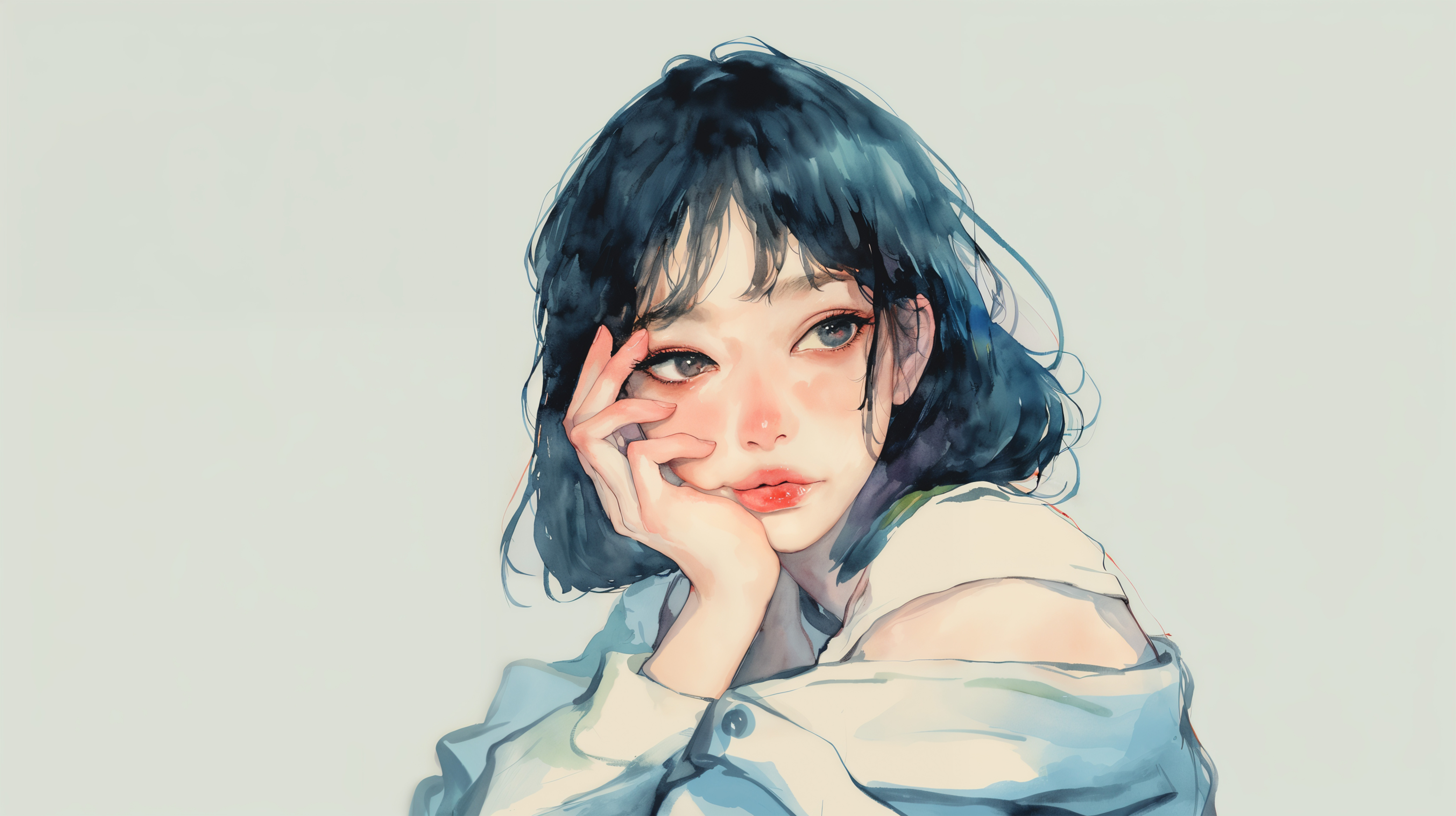 頬杖をつく女の子 no.3