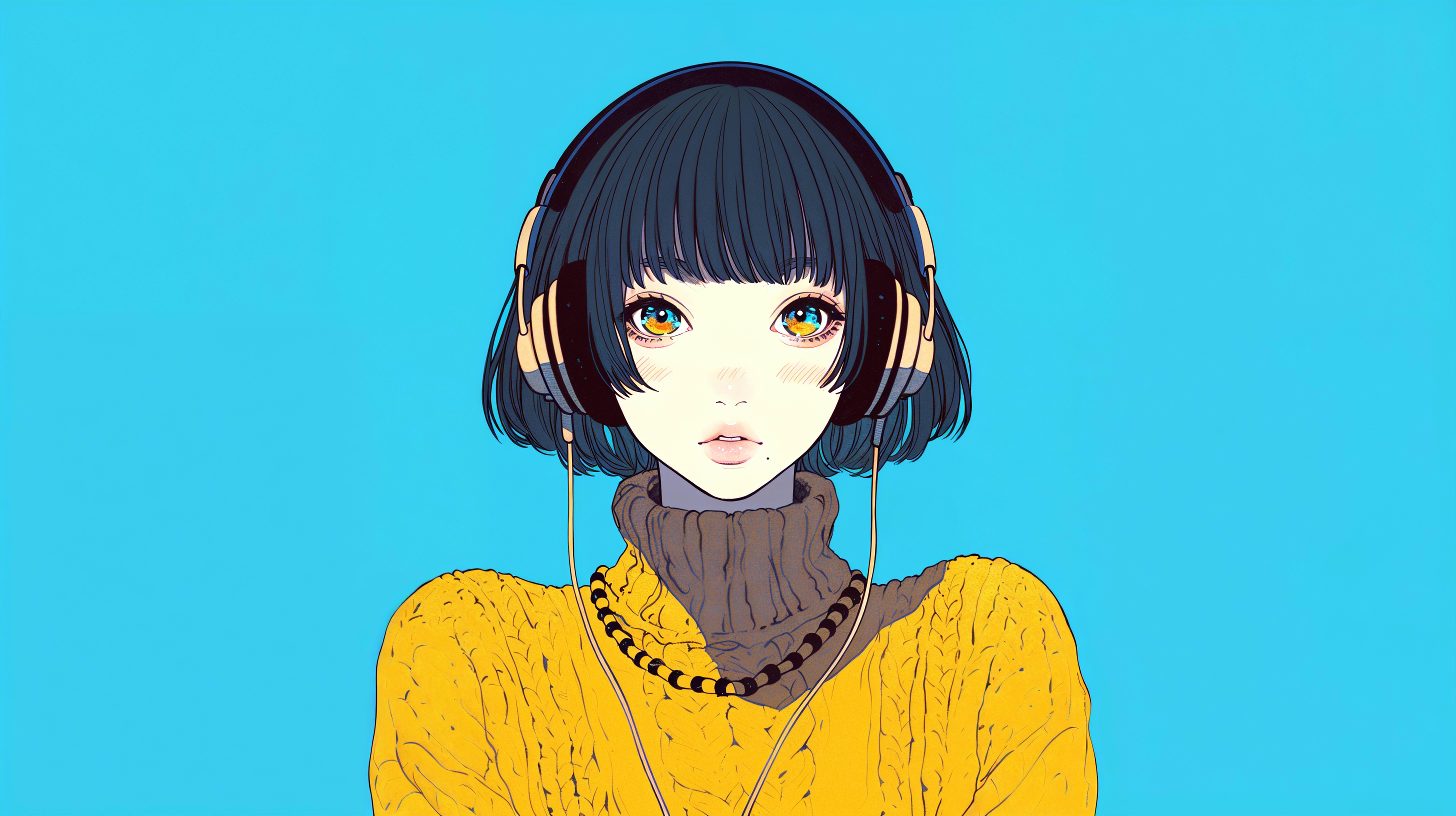 ヘッドホンwoクールな女の子のイラスト no.3