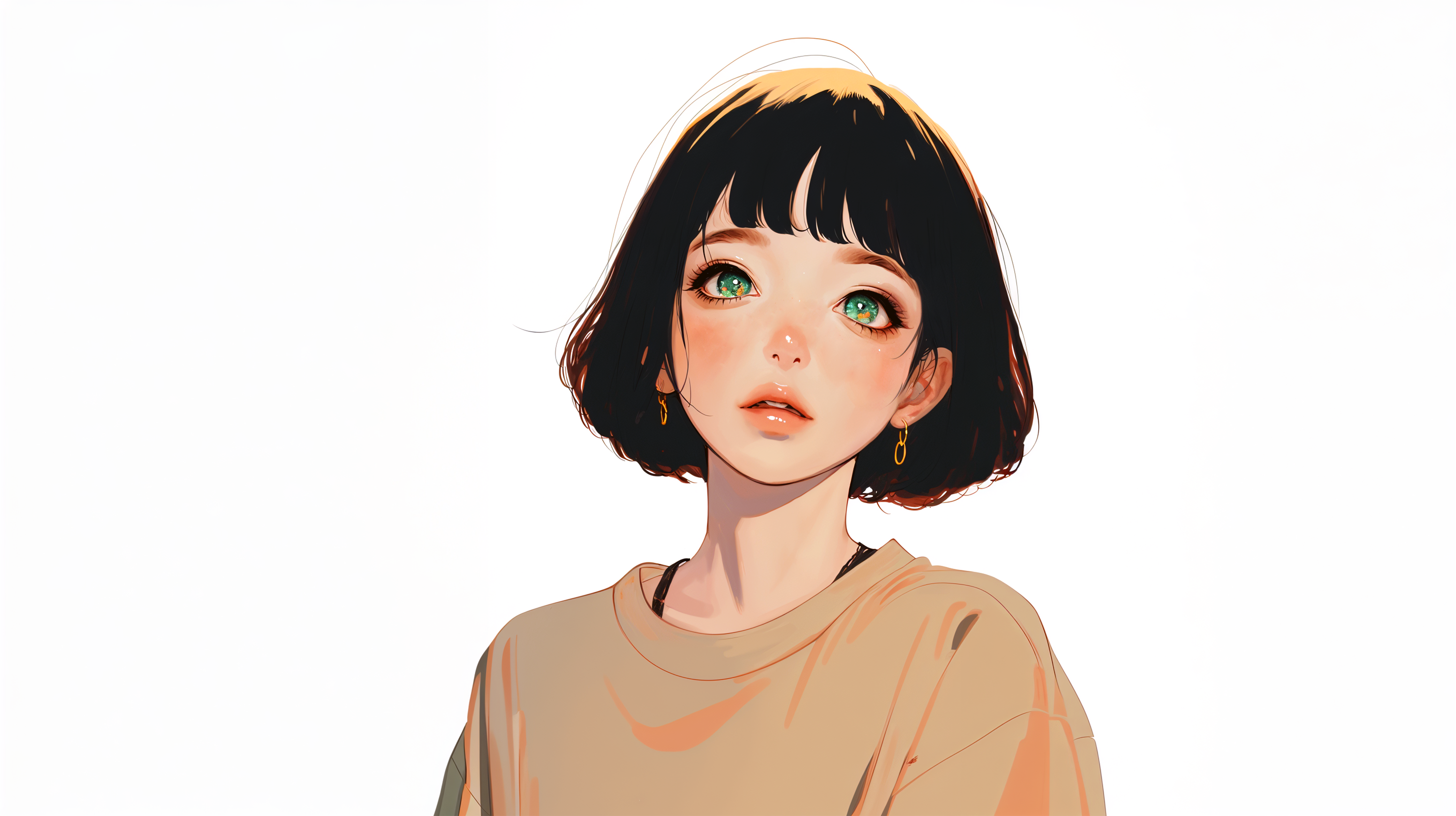 綺麗な瞳をした可愛い女性のポートレートイラスト no.1