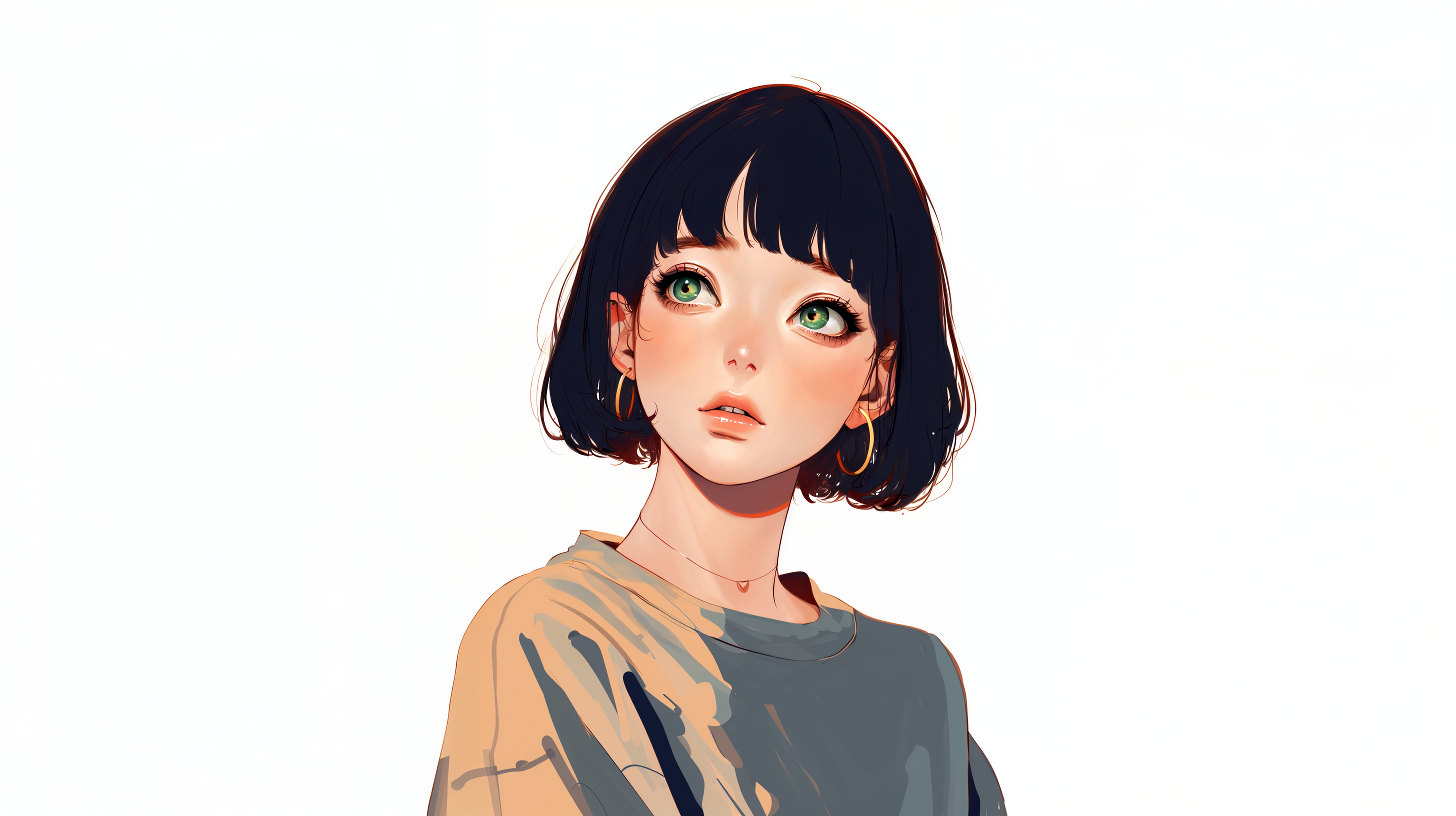 綺麗な瞳をした可愛い女性のポートレートイラスト no.2