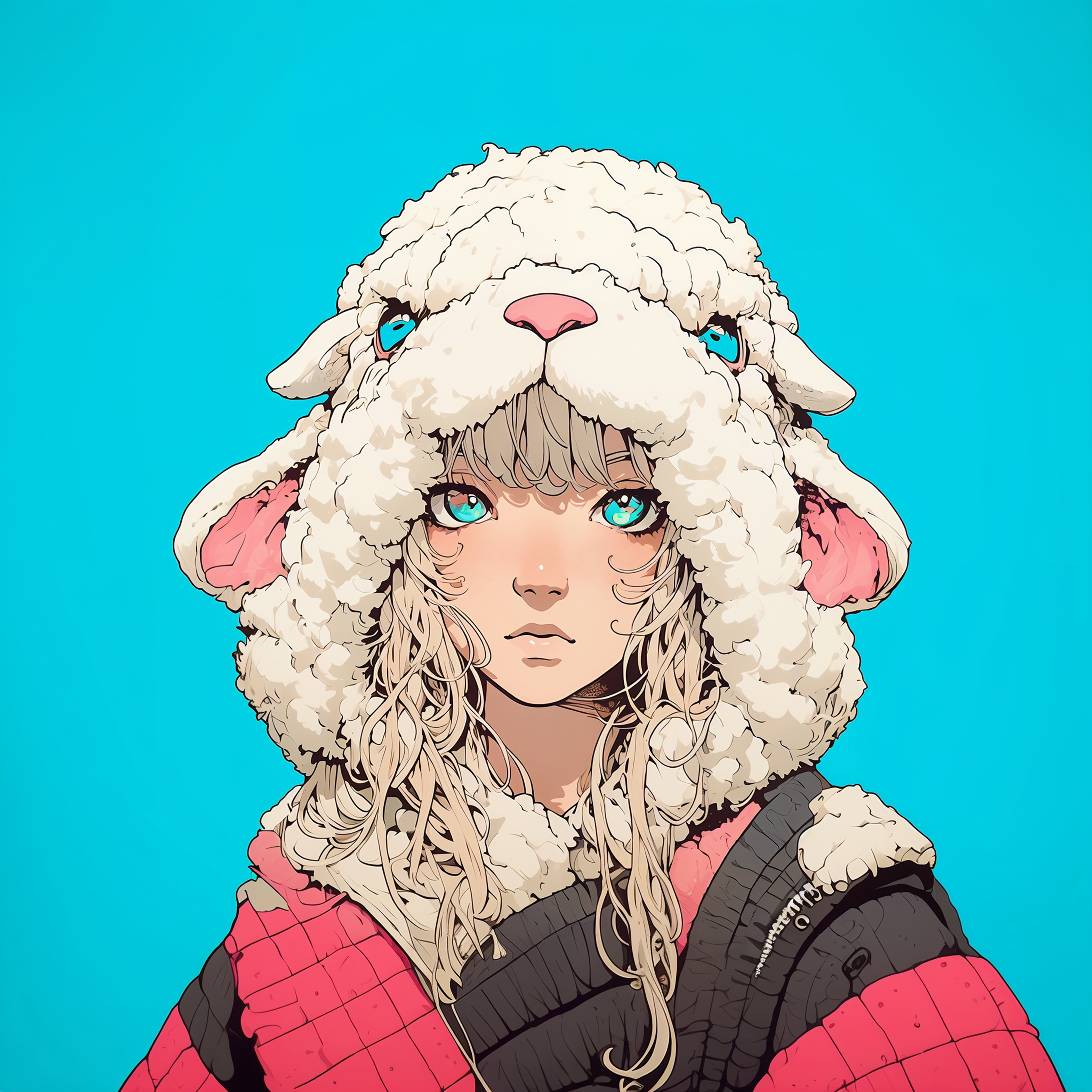 羊の着ぐるみを着ているかわいい女の子のイラスト no.1