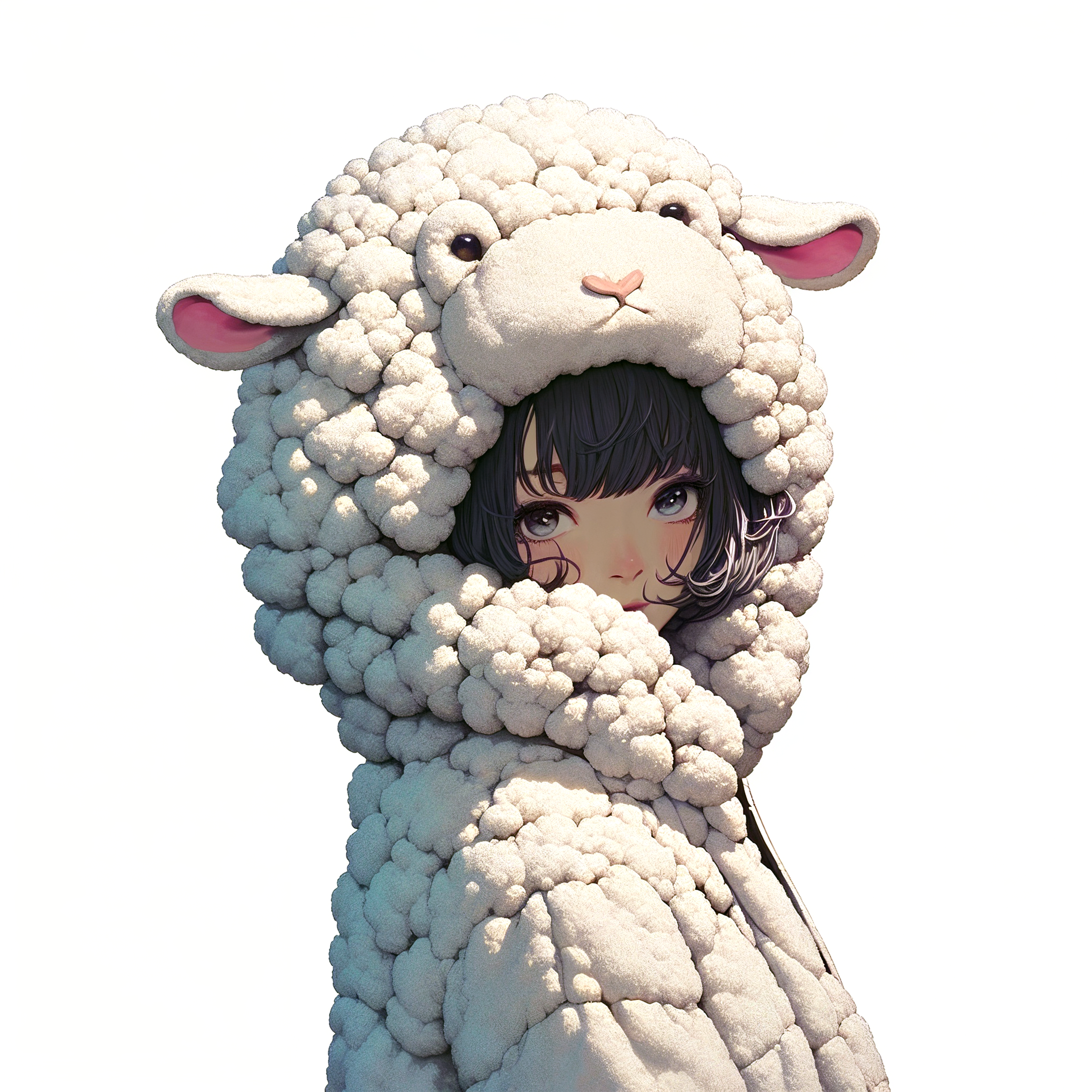 羊の着ぐるみを着ているかわいい女の子のイラスト no.4
