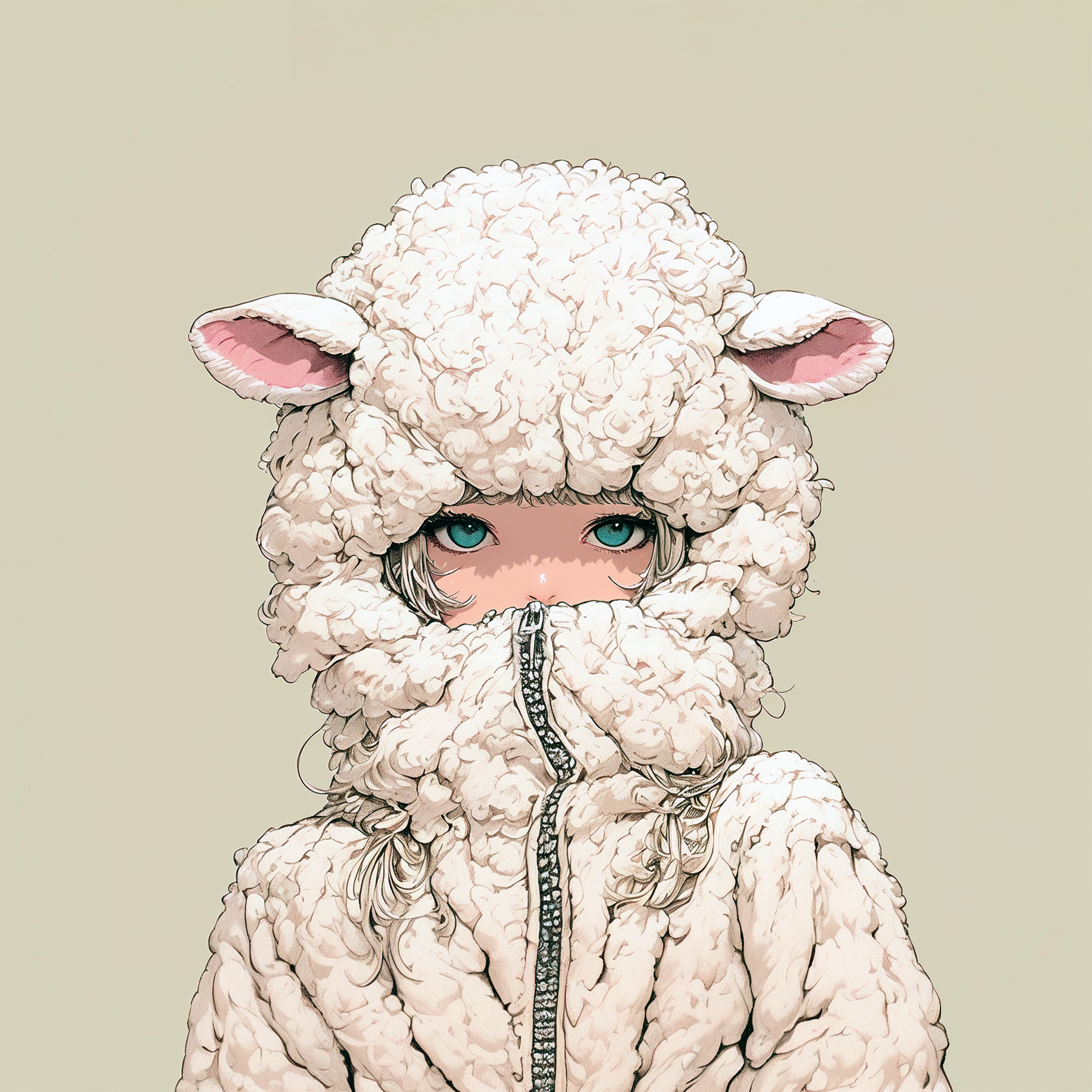羊の着ぐるみを着ているかわいい女の子のイラスト no.8