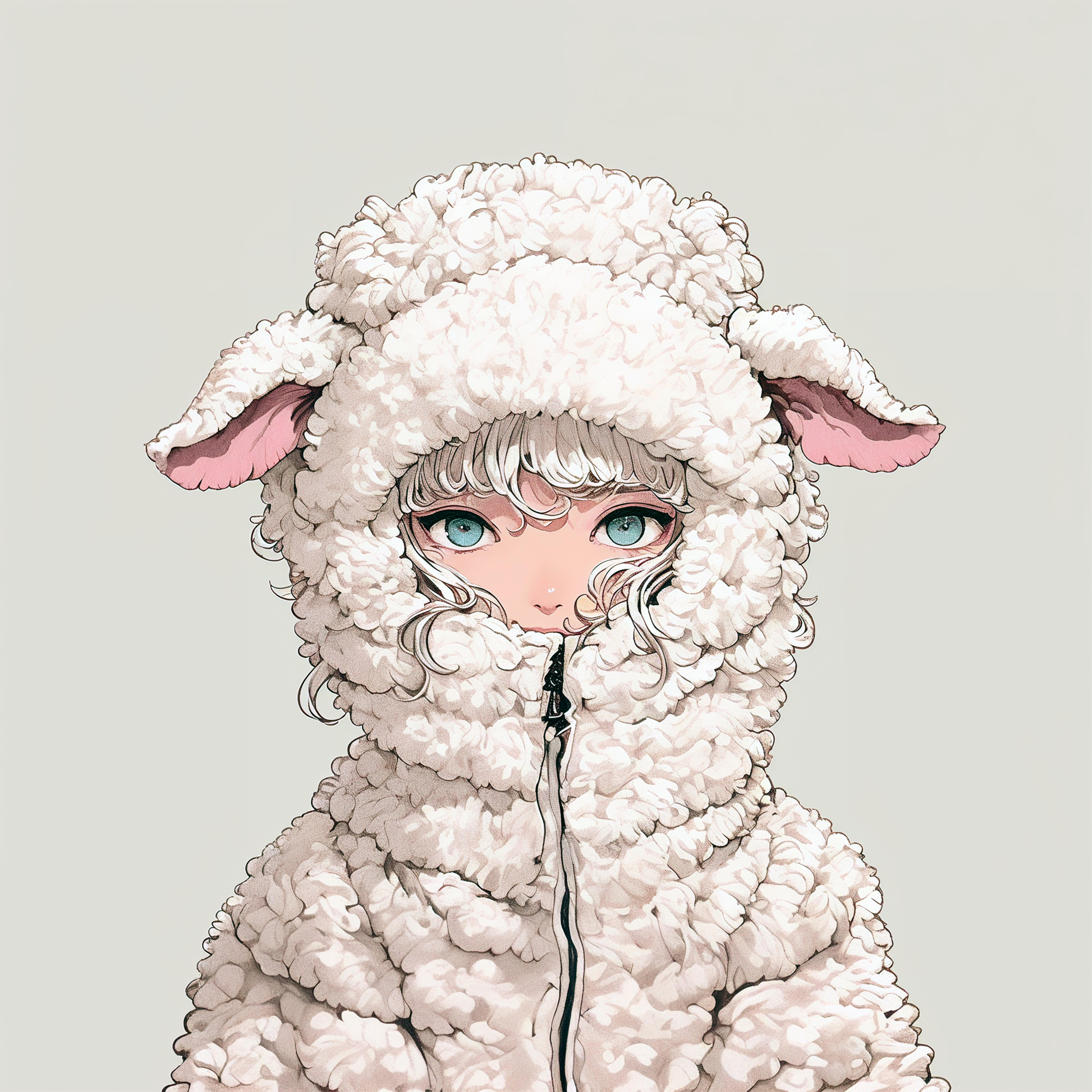 羊の着ぐるみを着ているかわいい女の子のイラスト no.9