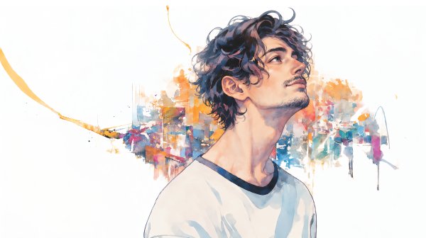 男性の水彩アートポートレートイラスト no.3