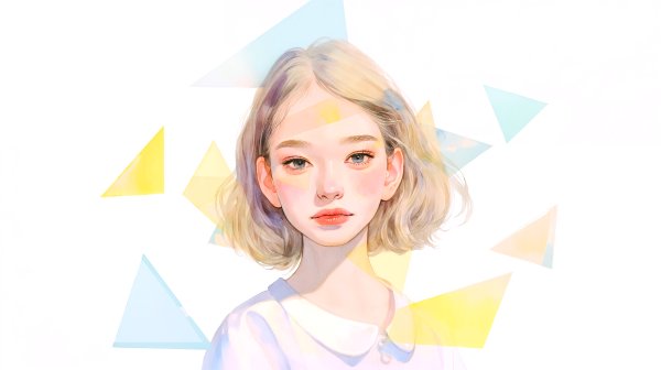 透明感のあるかわいい女の子の淡いポートレートイラスト no.1
