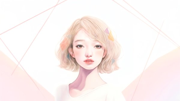 透明感のあるかわいい女の子の淡いポートレートイラスト no.2