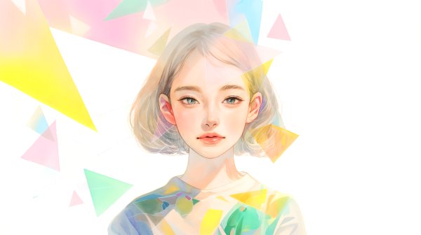 透明感のあるかわいい女の子の淡いポートレートイラスト no.3