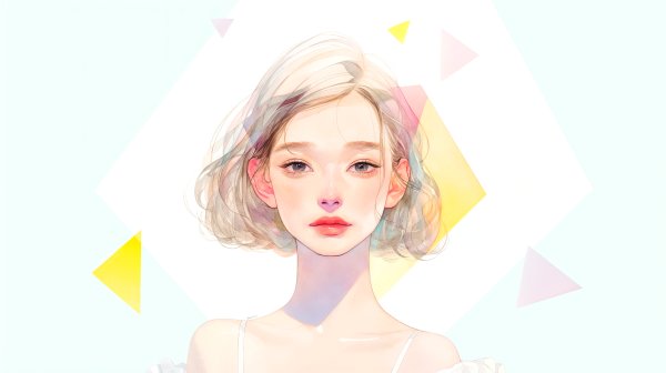 透明感のあるかわいい女の子の淡いポートレートイラスト no.5