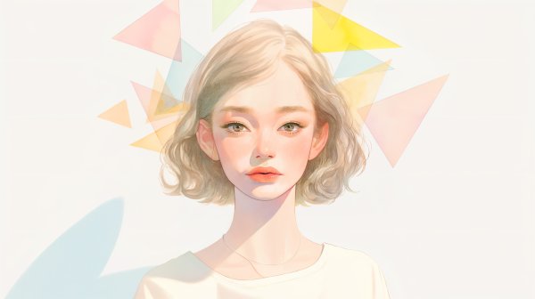 透明感のあるかわいい女の子の淡いポートレートイラスト no.6