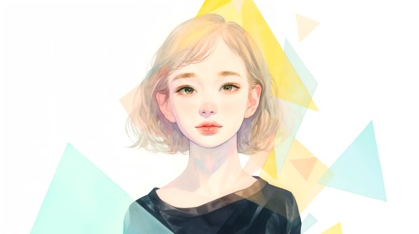 透明感のあるかわいい女の子の淡いポートレートイラスト no.7