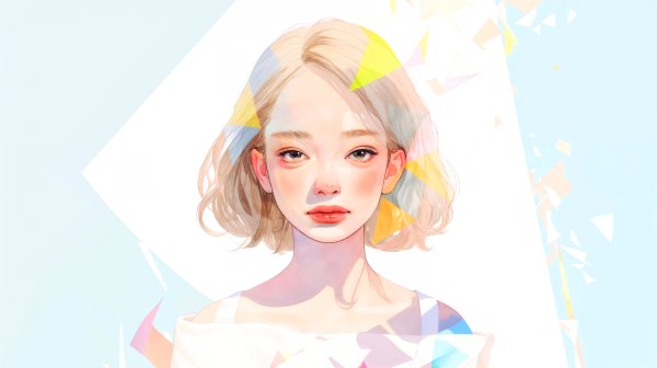 透明感のあるかわいい女の子の淡いポートレートイラスト no.8