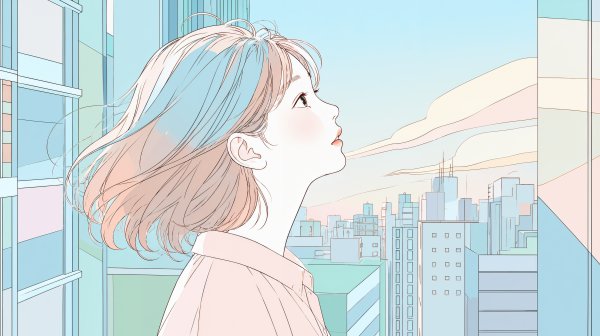 窓の外を眺める女性の横顔