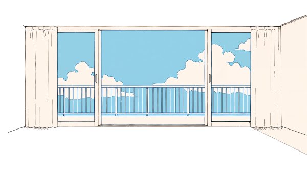 マンションの窓から見える空の風景イラスト no.4