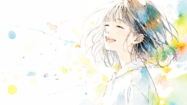 笑顔の女性の水彩イラスト no.1
