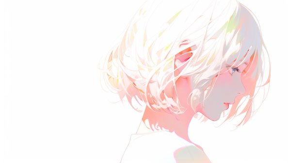 儚げなアニメ風女性の横顔イラスト no.1