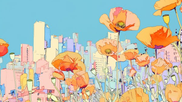 都会に咲くポピーの花たち no.1