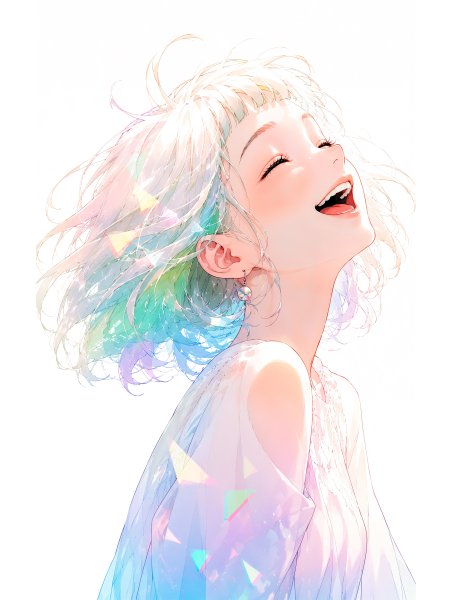光の中で空を見上げる女性の横顔 no.2