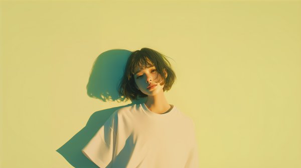 日にあたる若い女性のポートレート写真風素材 no.2