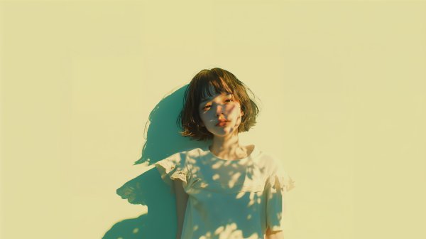 木漏れ日にあたる若い女性のポートレート写真風素材 no.3