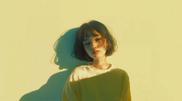 日にあたる若い女性のポートレート写真風素材 no.5