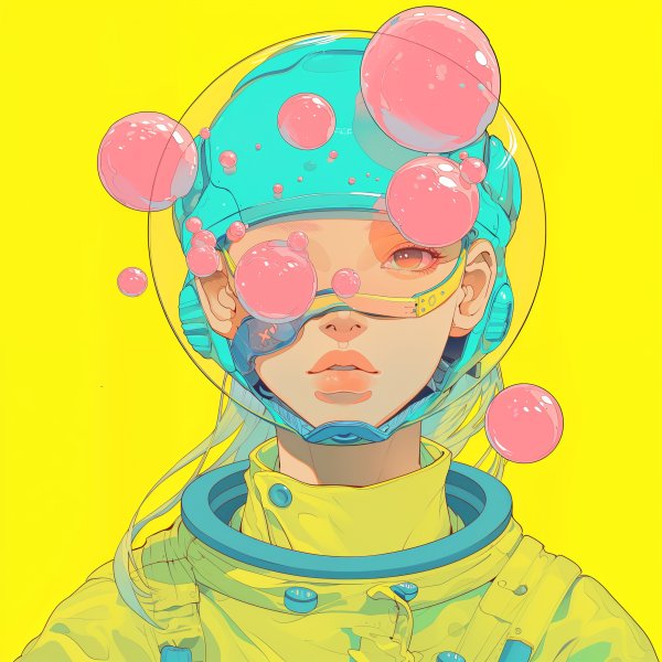 SFチックな女性のコラージューアートポートレートイラスト no.7