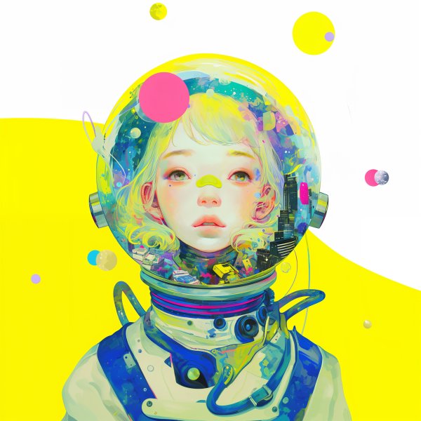 SFチックな女性のコラージューアートポートレートイラスト no.11
