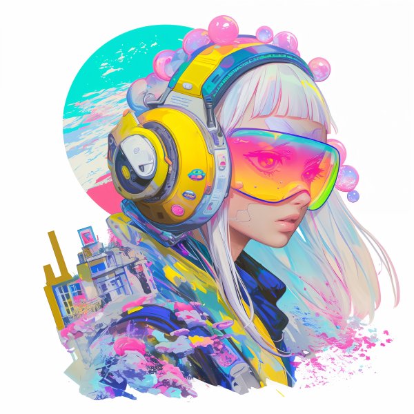 SFチックな女性のコラージューアートポートレートイラスト no.3