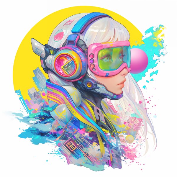 SFチックな女性のコラージューアートポートレートイラスト no.4