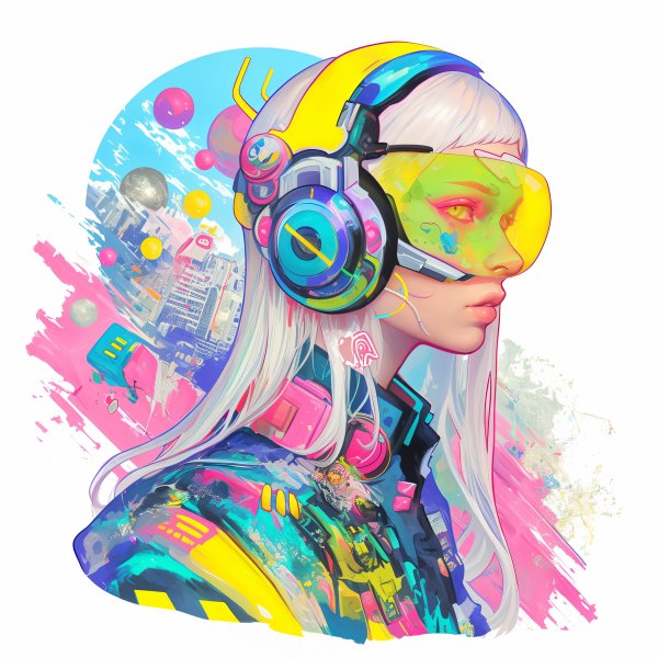 SFチックな女性のコラージューアートポートレートイラスト no.5