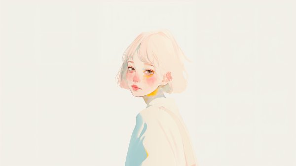透明感ある女の子の淡い水彩のアートポートレート no.5