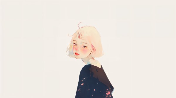 透明感ある女の子の淡い水彩のアートポートレート no.7