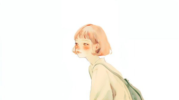水彩で描かれた透明感のある若い女性のポートレートイラスト素材 no.1