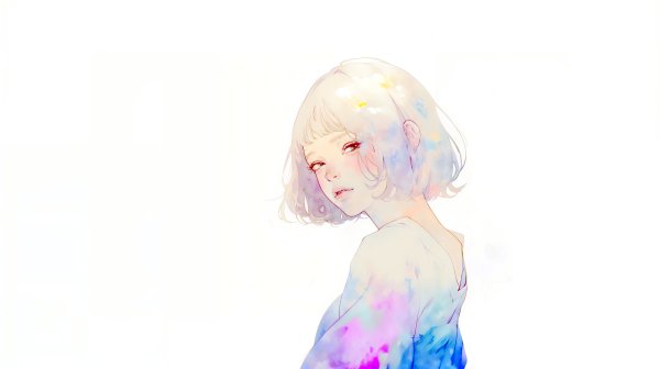 水彩で描かれた透明感のある若い女性のポートレートイラスト素材 no.2