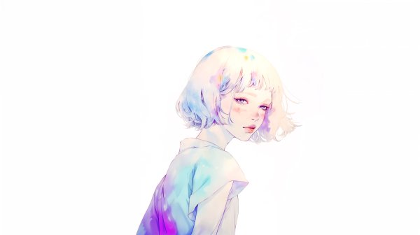 水彩で描かれた透明感のある若い女性のポートレートイラスト素材 no.3