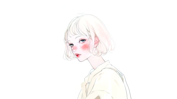 水彩で描かれた透明感のある若い女性のポートレートイラスト素材 no.9