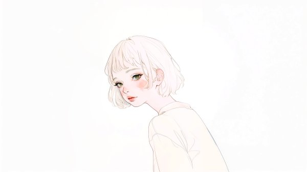 水彩で描かれた透明感のある若い女性のポートレートイラスト素材 no.18